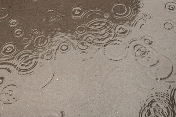 Water Splash Ripple Circles Backgrounds - Rain drop splash on pavement sidewalk during thunder storm