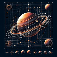 Geometric Saturn Planet Scientific Icon	