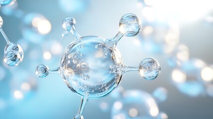 Abstract Molecular Structure,  Water Molecule,  3D Rendering