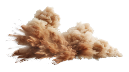 Sandstorm sand dust cloud flying on white background