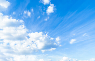 Obraz premium clear blue sky with a few clouds and the clouds.Background for banner, backdrop or texture