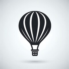 Black and White Minimalist Hot Air Balloon Icon	