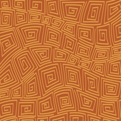 hand drawn abstract background, maze geometric background, ancient ornament, retro design, orange and yellow backdrop,