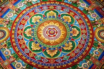 Intricate Chinese Mandala Design with Vibrant Colors and Detailed Patterns for Artistic Inspirations