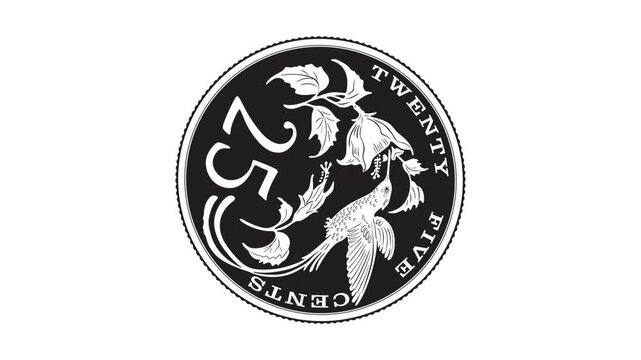 jamaica coin 25 cents with hummingbird vector design