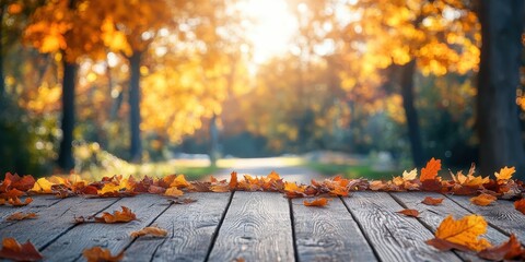 Autumn Scene with Colorful Leaves and Soft Light