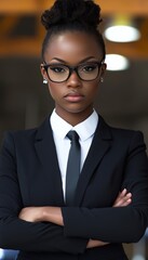 Confident Businesswoman Portrait of a Young Black Woman in Formal Wear, Studio Shot.