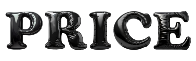 black alphabet balloons forming the word price
