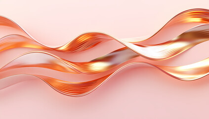 Artistic 3D illustration of elegant copper wires on pink background