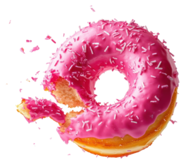PNG Exploding pink donut sweets food confectionery.