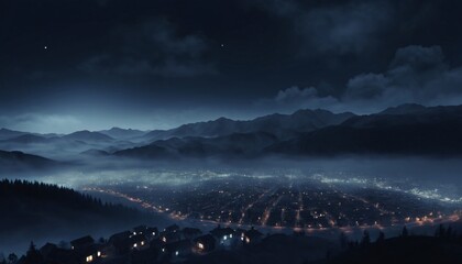 Heavy fog in the town illustration creepy background