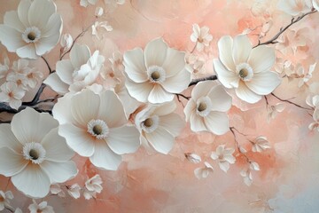 romantic floral arrangement, pastel pink blooms with soft white petals create a beautiful tapestry of elegance and romance