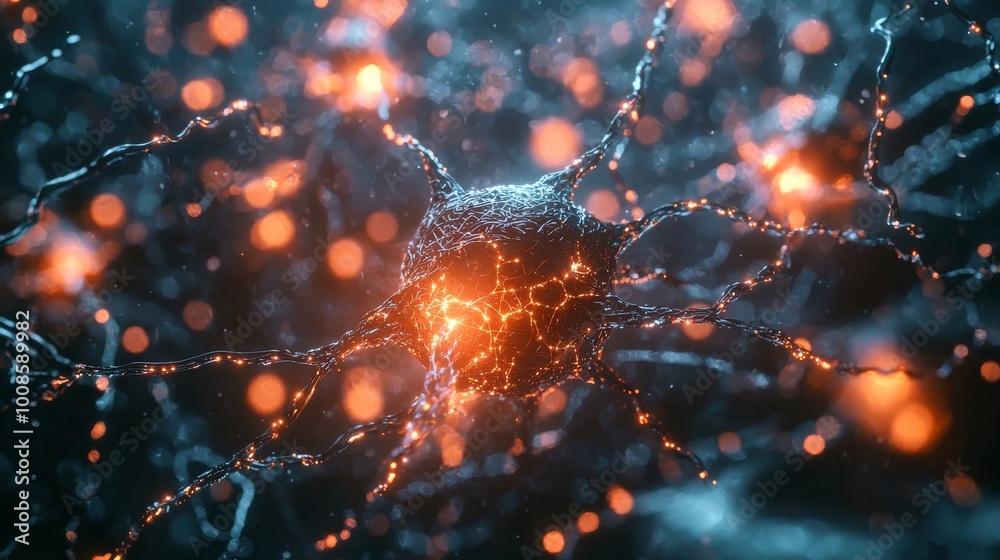 Wall mural futuristic visualization of a neural network with glowing connections, representing artificial intel