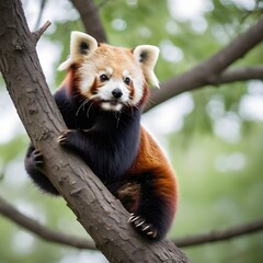 Tranquil Elegance: Red Panda Under a Soft Morning Sky