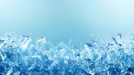 A blue background covered in ice crystals with a frosty crystal border