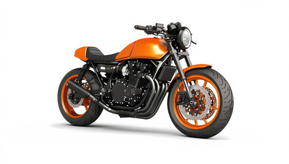 Striking orange and black katana motorcycle on a white backdrop