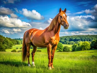 Majestic American Quarter Horse Standing Proudly in a Lush Green Pasture on a Sunny Day