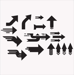 Arrows set icons vector silhouette on a white background