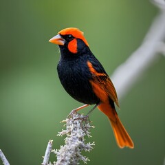 African Ornament: Male Northern Red Bishop Displaying Bright Plumage
