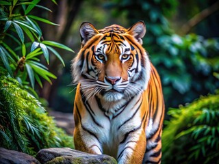 Fototapeta premium Majestic Chinese Tiger in Vibrant Colors Showcasing Strength and Beauty in Natural Habitat