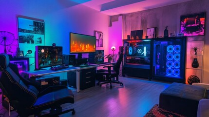 Gaming PC case with tempered glass side window, colorful RGB-lit components on display, high-end hardware for an ultimate gaming setup