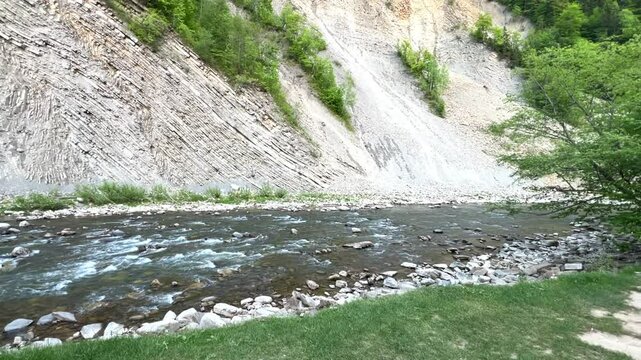 Beautiful view of the rock Elephant In Yaremche folds. Skala Slon in springtime