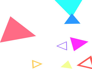 Party background with geometric shapes, triangles, dots, sprinkles. Pastel colors.