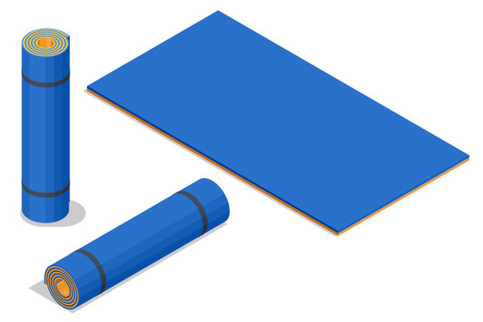 Isometric karimat, a lightweight, thin mat made of foam or rubber, designed for sports and yoga. It provides comfort and cushioning during exercises. Rolled yoga mat