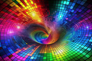 Obraz premium vibrant and mesmerizing 3D grid pattern featuring swirling colors that create captivating visual experience. dynamic interplay of hues draws viewer into colorful vortex