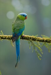 Obraz premium Tropical Harmony: Minimalist Portraits of the Blue-winged Parakeet