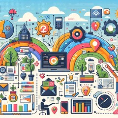 Colorful Infographic Highlighting Remote Work Trends	