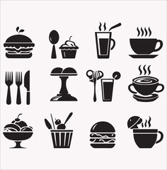 Resturent food vector silhouette on a white background