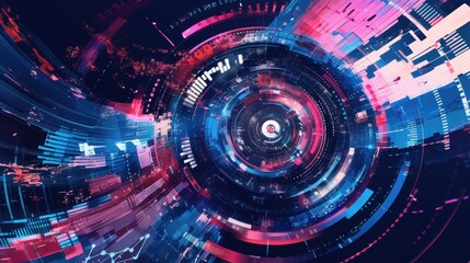 Fototapeta premium Abstract Digital Swirl of Colorful Data Visualization