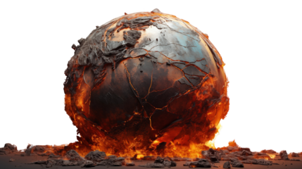 Earth and scorched planet, Isolated on Transparent Background.