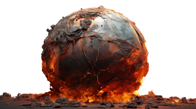 Earth and scorched planet, Isolated on Transparent Background.