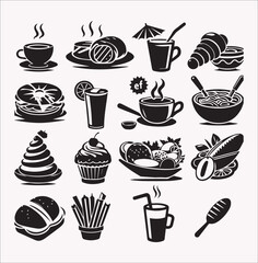 Resturent food vector silhouette on a white background