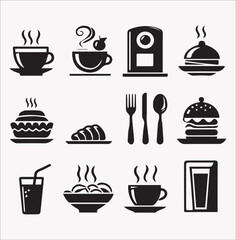 Resturent food vector silhouette on a white background