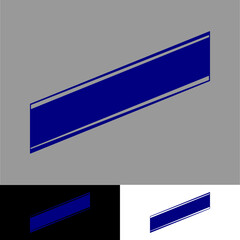 slanted rectangle title label with two line accents in full color style illustration for icon or logo