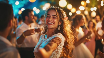 Fototapeta premium Bride Dancing at a Festive Wedding Reception