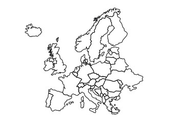 Europe map.outline isolated on a white background. vector illustration.