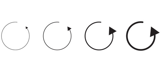 Set of circle arrow vector icons. Recycling icon. Circular vector arrows. Refresh and reload arrow icon. Arrows flat sign. Repeat cycle symbol. Infographic isolated on white background