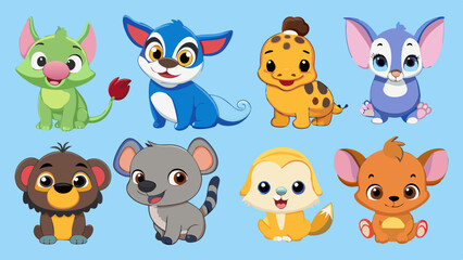 Obraz premium Charming Set of Adorable Cartoon Designs - Vector Illustration