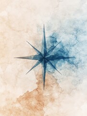 Abstract Compass Rose with Watercolor Texture