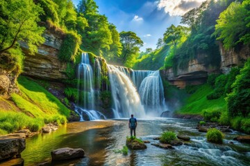 Majestic Waterfalls Cascading Through Lush Greenery in the Heart of Iowa's Scenic Landscape