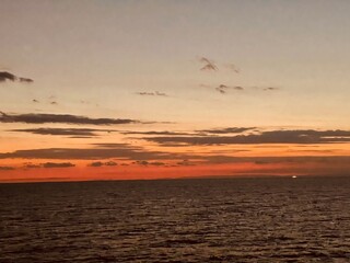 Beautiful sunset seen from a ship
