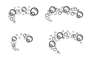 Linear soap bubbles for shampoo design. Doodle style air bubble arc. Outline vector illustration of fizzy drink foam.