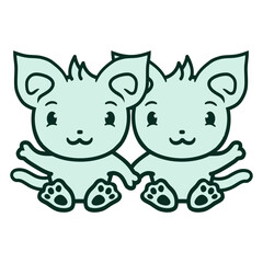 2 Cats Love Couple Heart Team Two Fun Friends Crew Adorable Cat Happy Sweet Little Face Kitten Pets Funny Cartoon Cute Lovers Comic Fun Love Kittens Adorable Feline Playful Kitties Fur Baby Paw Owners