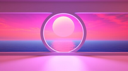Obraz premium Pink Sunset Window View