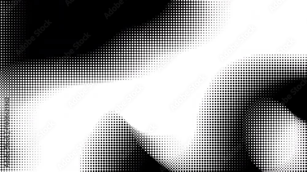 Poster Animated abstract technology black background random dots and grid 4K