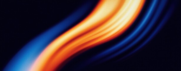 Naklejka premium A vivid abstract image featuring flowing curves of orange and blue against a dark backdrop, evoking motion and energy.